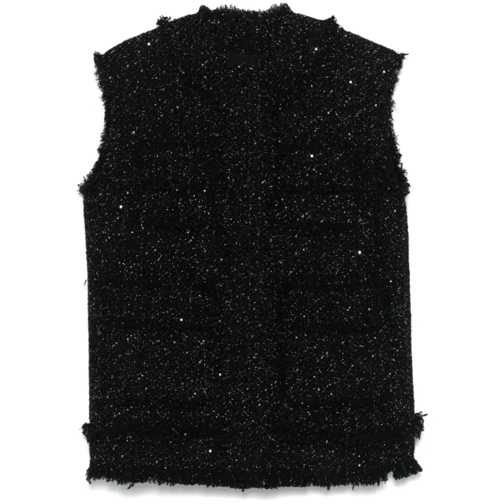 MSGM Sequined Tweed Vest Black Veste de transition