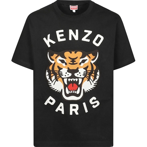 Kenzo T-shirts Lucky Tiger Embroidery T-shirt Black schwarz