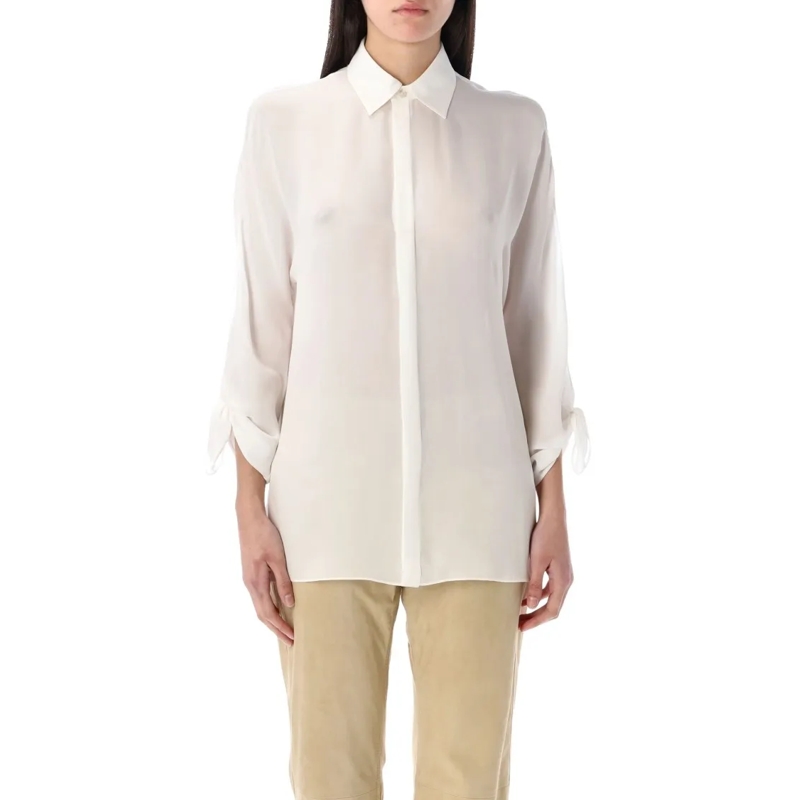 Polo Ralph Lauren Blouse Karen Silk Georgette Blouse White