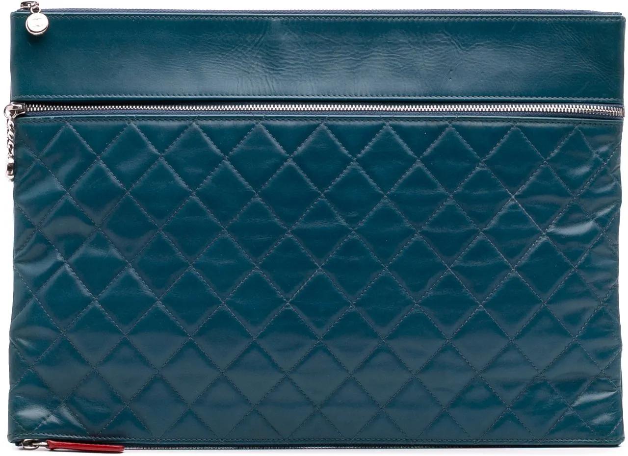 Chanel Clutches - CC Quilted Lambskin Multi Zip Clutch - Gr. unisize - in Blau - für Damen