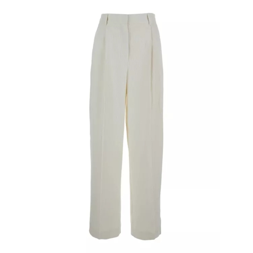 TOTEME White High-Waist Pants With Pences In Cotton Blend White 