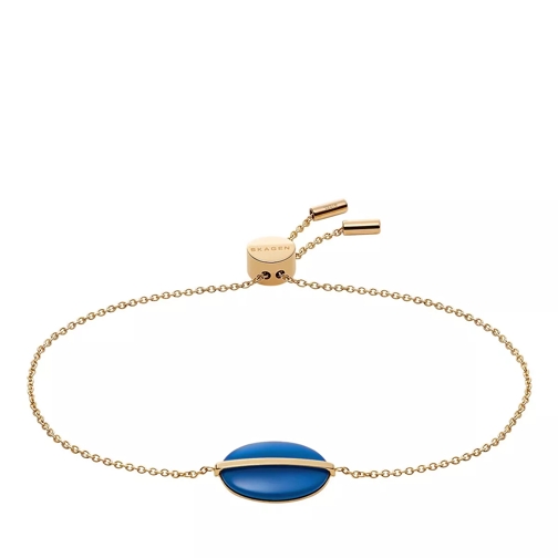 Skagen Sea Glass Blue Glass Chain Bracelet Gold Armband
