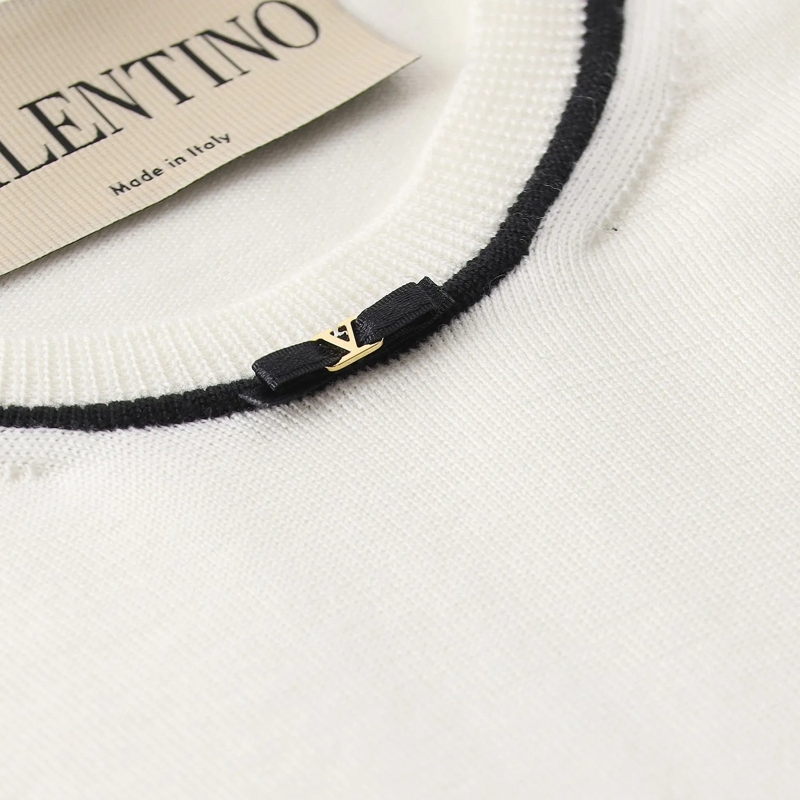 Valentino Garavani Pullover Kurzarm-Pullover aus Schurwolle weiß(Image 4)