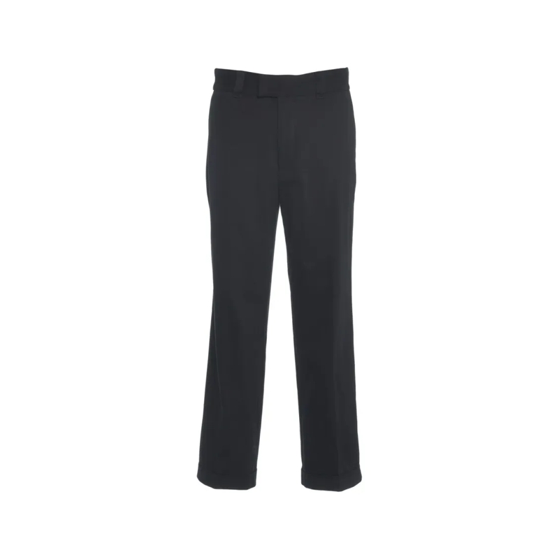 Paolo Pecora Chino Straight-Leg Chino Pants With Turned-Up Hems And S Black