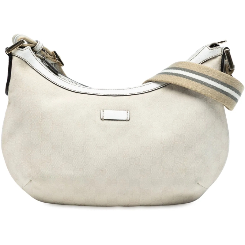 Gucci Schultertasche GG Canvas Web Crossbody weiß