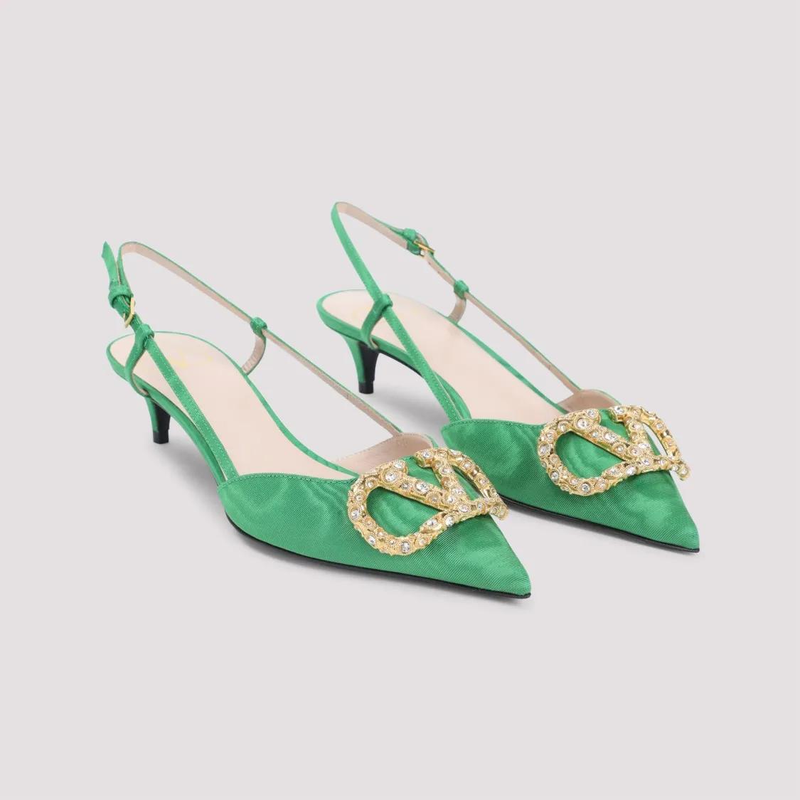 Thumbnail - Valentino Garavani Sandalen - Ornate Green Slingback Pumps - Gr. 40 (EU) - in Grün - für Damen