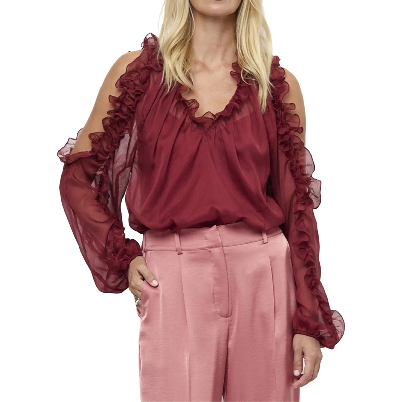 DANTE6 T-Shirt Dante 6 Harmony Boho Chiffon Top Tops Bordeaux 261 rot(Image 2)
