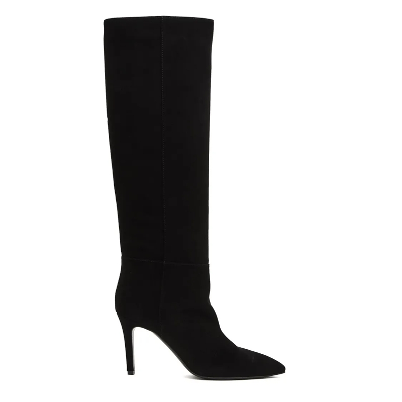 Via Roma 15 Bottes Black Suede Knee-High Boots With 90 Mm Stiletto He Black