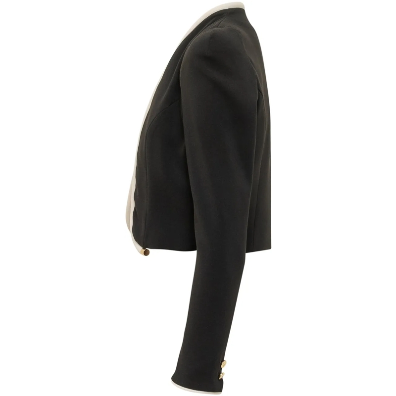 Elisabetta Franchi Blazer Giacca Corta con Profili a Contrasto schwarz(Image 3)