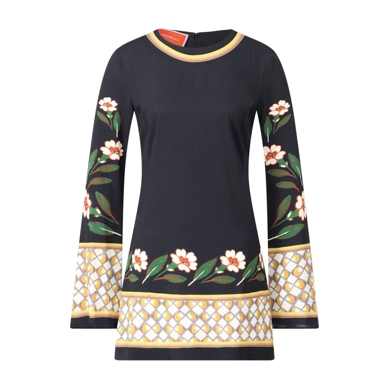 LaDoubleJ Mini-jurk Minikleid mit Print Schwarz