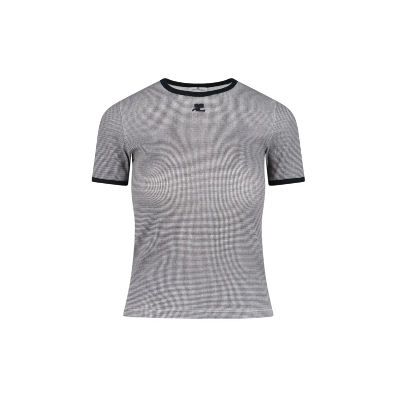 Courrèges T-Shirt Houndstooth Logo T-Shirt – Black And White Black