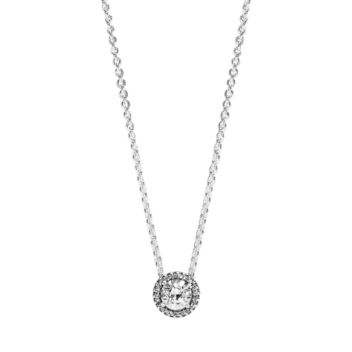 Pandora Halskette mit Rundem Funkelndem Strahlenkranz Sterling silver Kurze Halskette