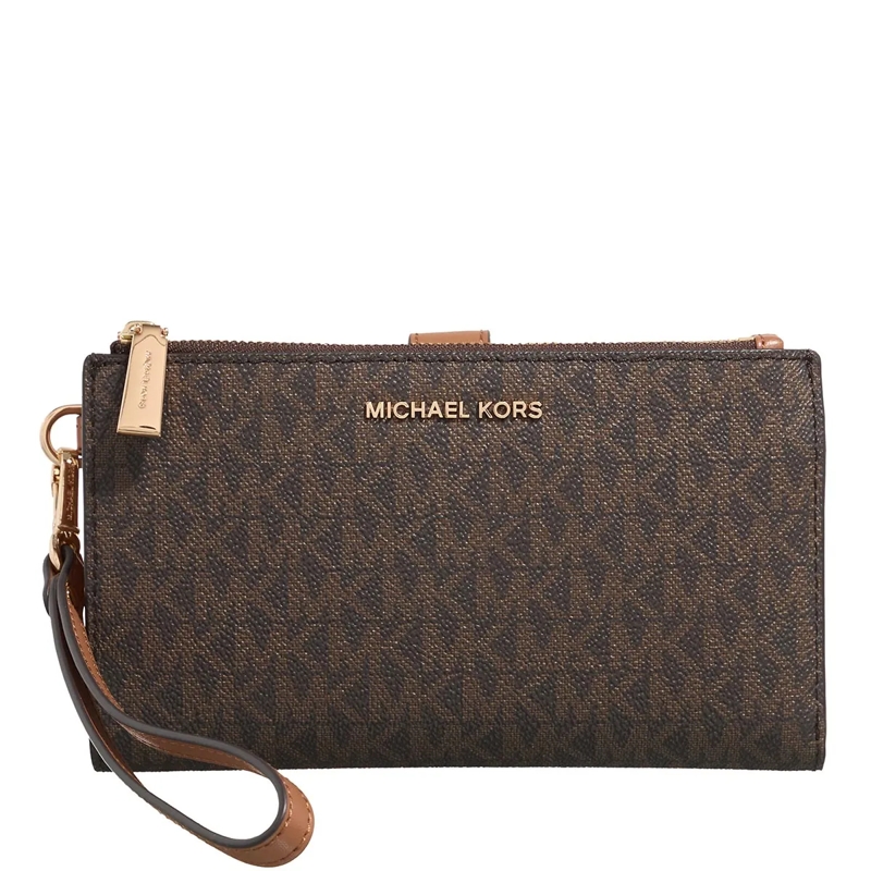 MICHAEL Michael Kors Bi-Fold-Portemonnaie Jet Set Dblzp Wristlet Brown