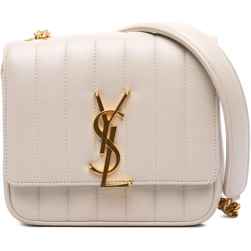 Saint Laurent Schultertasche Small Lambskin Monogram Vicky Chain Bag weiß