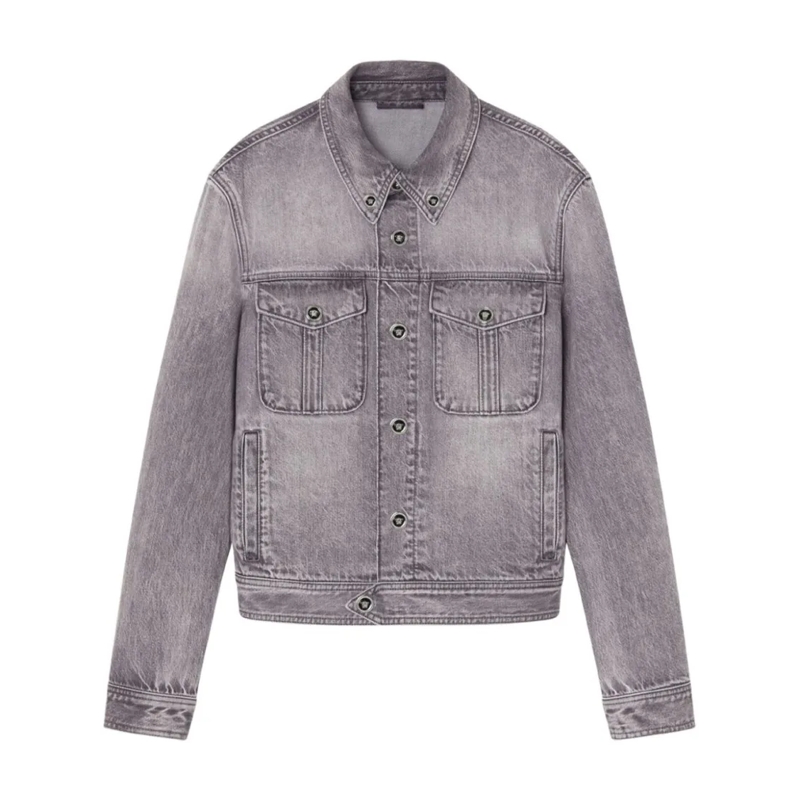 Versace Jeansjacke Light Grey Cotton Denim Jacket Grey