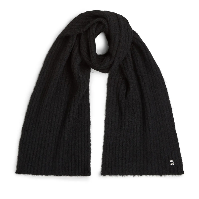 Karl Lagerfeld Wollschal IKON Strickschal schwarz