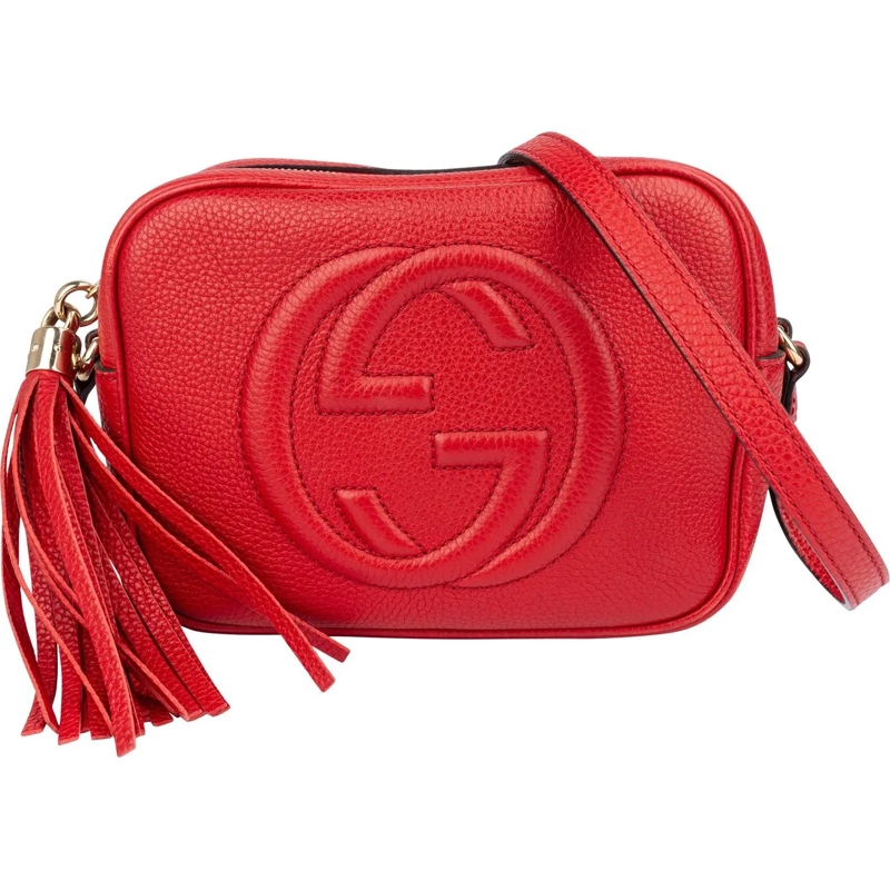 Gucci Sac à bandoulière Gucci Red Leather GG Soho Crossbody Bag rot