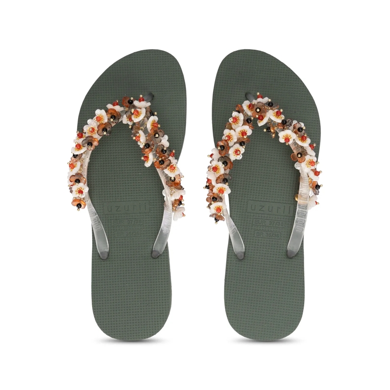 UZURII Flip Flops flip flop Tulum Bloom Coffee dunkel-grün(Image 22)
