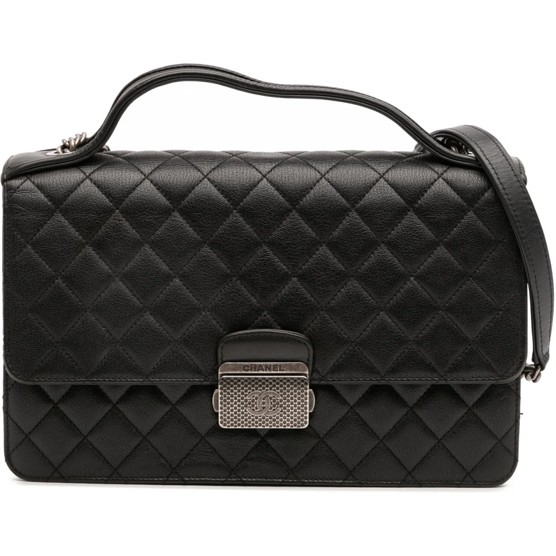 Chanel Sac à bandoulière Medium Quilted Goatskin CC University Flap schwarz
