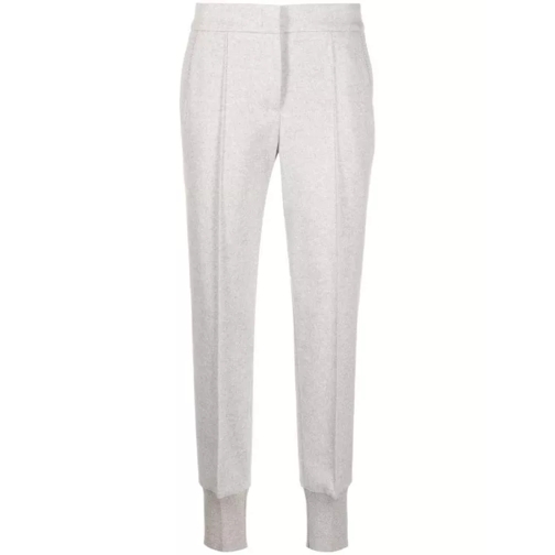 Peserico Cotton-Blend Tapered Trousers Grey 