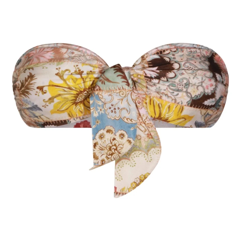Zimmermann  Strapless Bandeau Top With Floral Neutrals