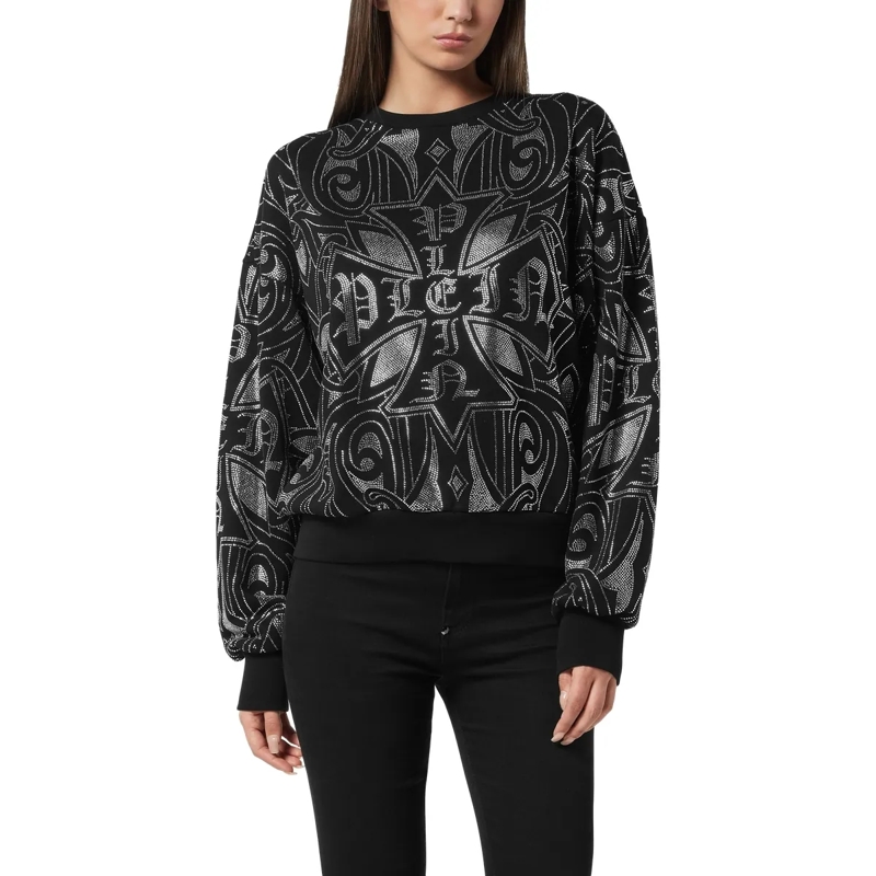 Philipp Plein Top Sweatshirt Ls Gothic Plein Verziert schwarz(Image 3)