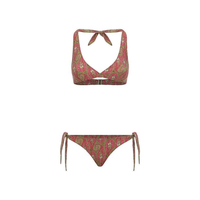 Etro  Paisley Two-Piece Bikini With Adjustable Ties Burgundy