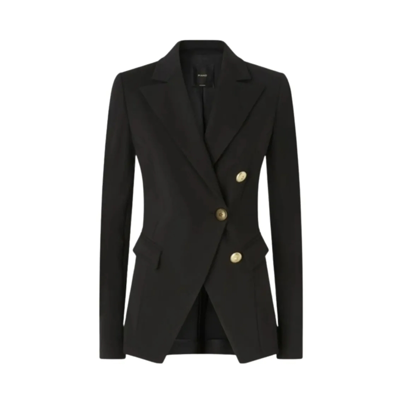 Pinko Blazer Asymmetric Tailored Blazer With Gold Buttons And S Black