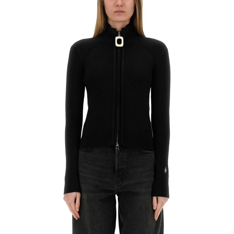 J.W.Anderson Cardigan Fitted Cardigan With Zipper Black