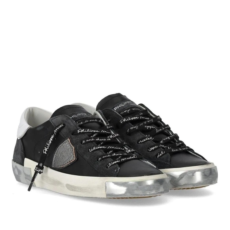 Philippe Model Lage-top sneaker Prsx Low Woman Foxy Lamine' Noir Argent(Image 2)