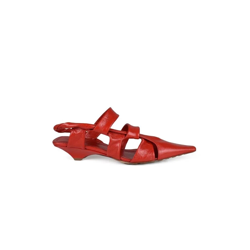 Bottega Veneta Sandalen Red Leather Strappy Sandals With Pointed Toe Red