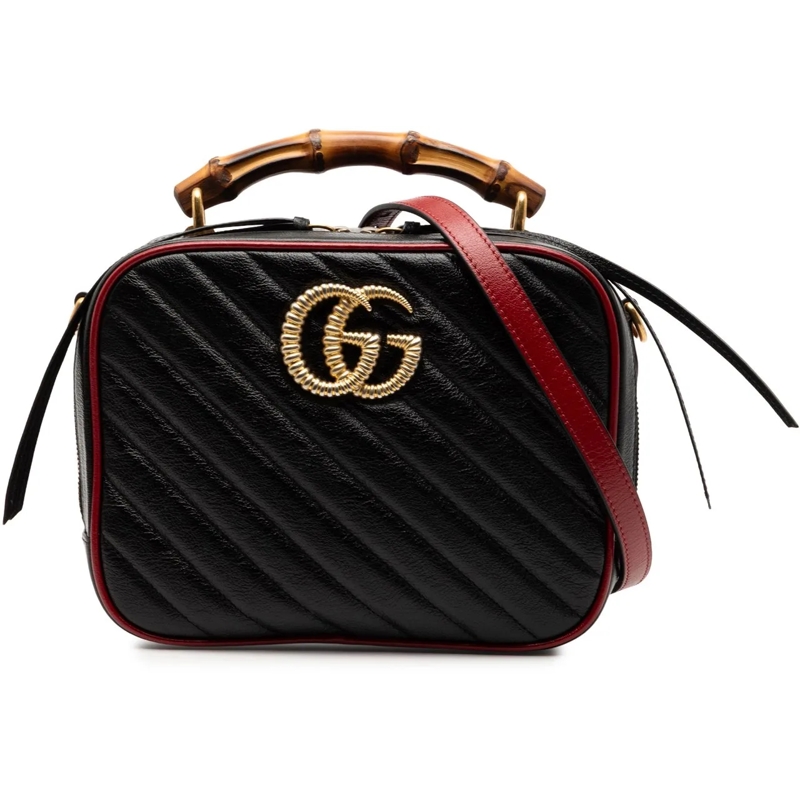 Gucci Schultertasche Small GG Marmont Matelasse Diagonal Leather Torcho schwarz