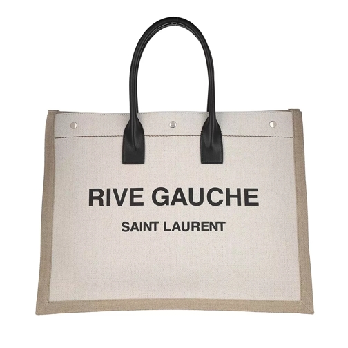 Saint Laurent Unisex Rive Gauche Tote Bag Lino/Black Rymlig shoppingväska