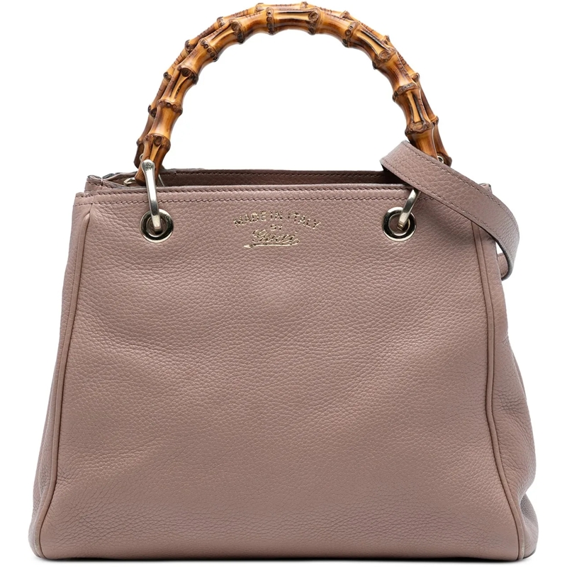 Gucci Schultertasche Small Calfskin Bamboo Shopper Satchel braun