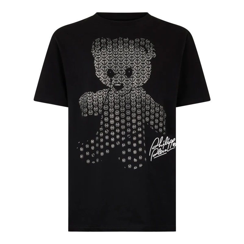 Philipp Plein T-Shirt Round Neck T-Shirt Teddy Strass Teddy Bear schwarz