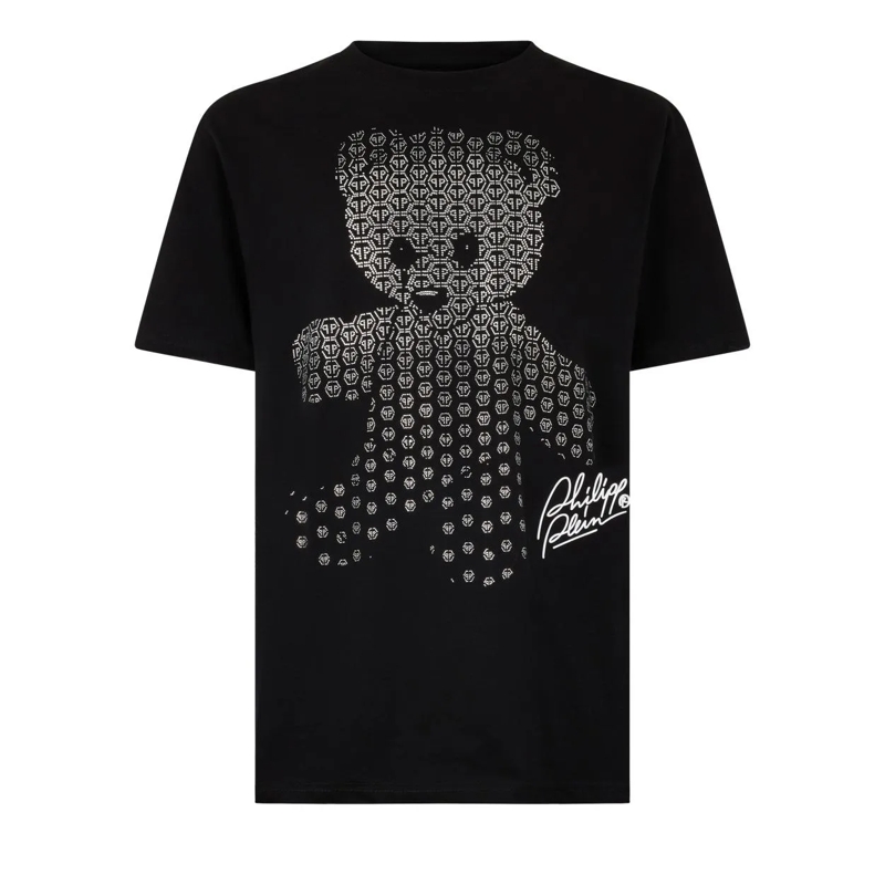 Philipp Plein T-Shirt Round Neck T-Shirt Teddy Strass Teddy Bear schwarz
