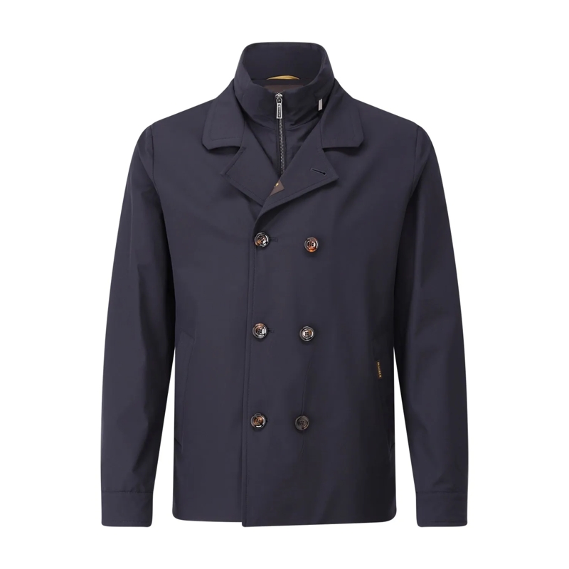 Moorer Übergangsmantel Mantel Volmer mit Jackeneinsatz Dunkelblau