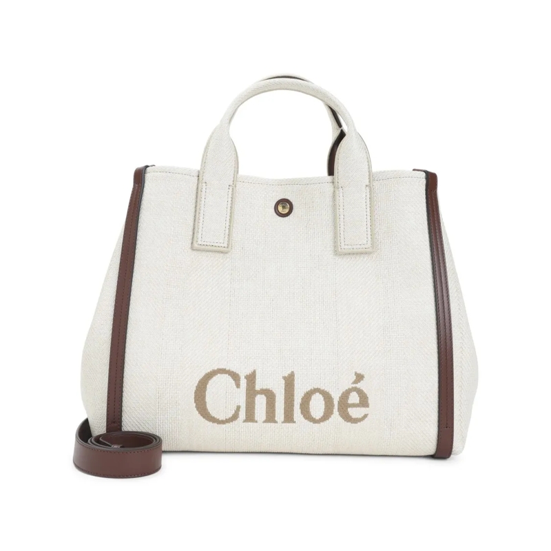 Chloé Fourre-tout Hot Sand White Cotton Carry Shoulder Bag White