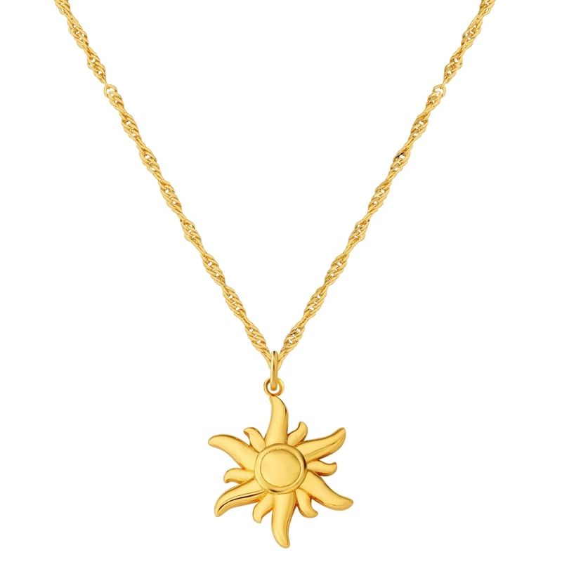 Glanzstücke München Mittellange Halskette Sterling Silber Halskette Sonne gold