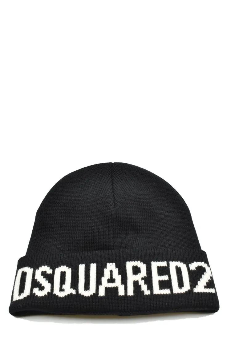 Thumbnail - Dsquared2 Caps & Mützen - Classic Knit Beanie With Contrasting Logo Band - Gr. ONE SIZE - in Schwarz - für Damen