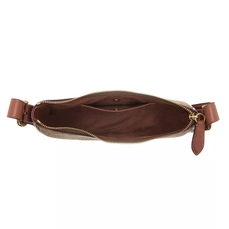 Coach Hobo Bag Coated Canvas Signature Luna Shoulder Bag Tan Rust(Image 5)