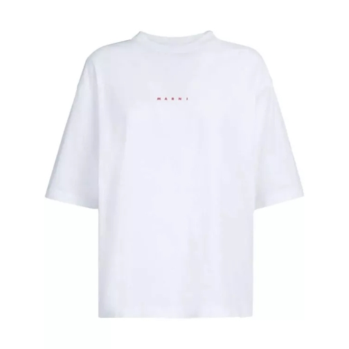 Marni White Logo-Print Cotton T-Shirt White 