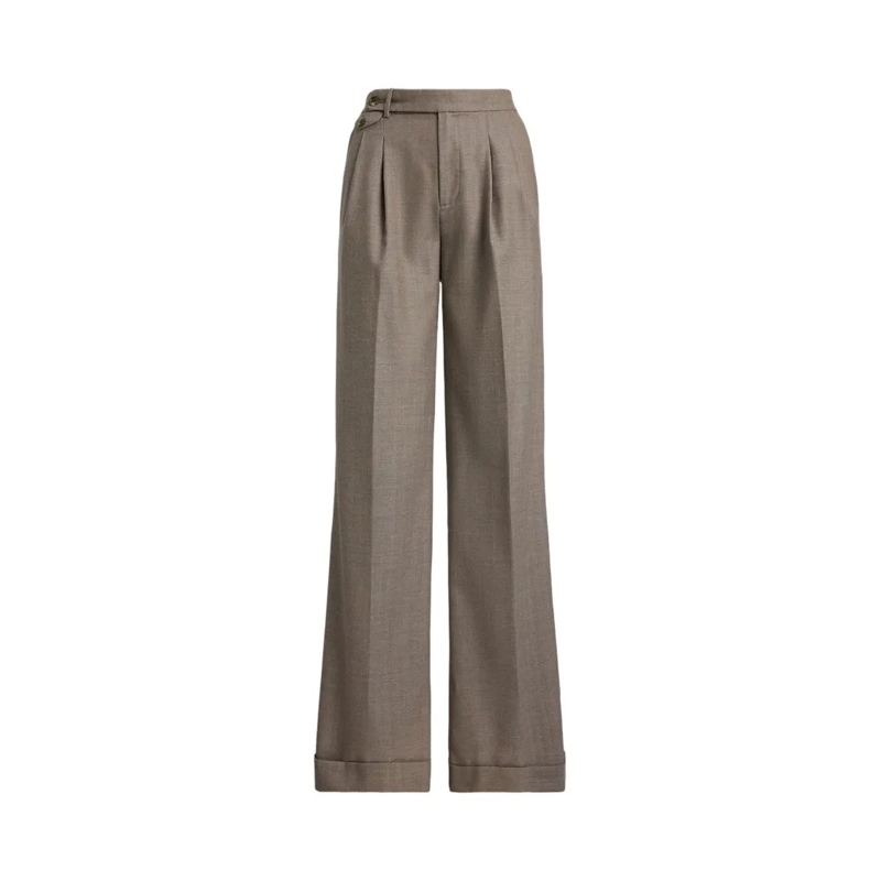 Lauren Ralph Lauren  Full-Length Pleated Trousers With High Waist Grey