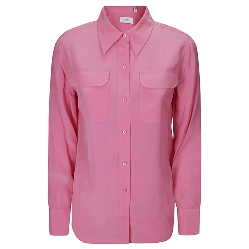 Equipment Chemises Silk Shirt With Flap Pockets Pink