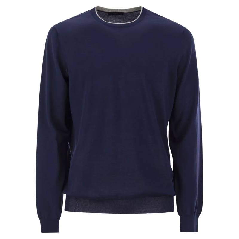 Fay Trui Cotton Crew-Neck Jumper Blue