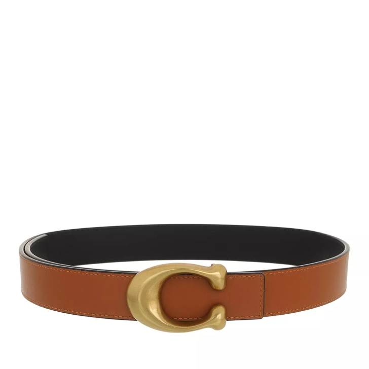 Coach Women's Sculpted C Leather Belt, Black at  Women's