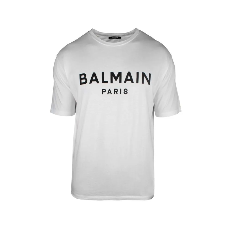 Balmain T-Shirt White Cotton T-Shirt With Bold Logo White