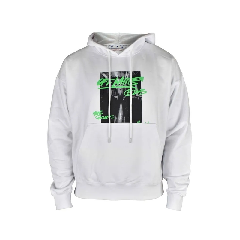 Off-White  Oversized White Hoodie With Graphic Prints White