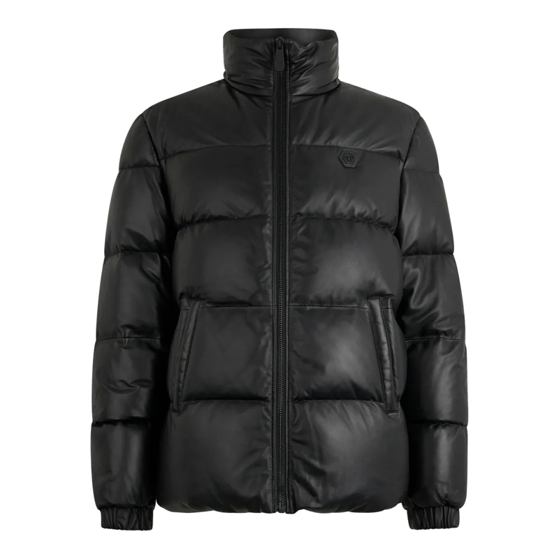 Philipp Plein Daunenjacke Lederjacke schwarz
