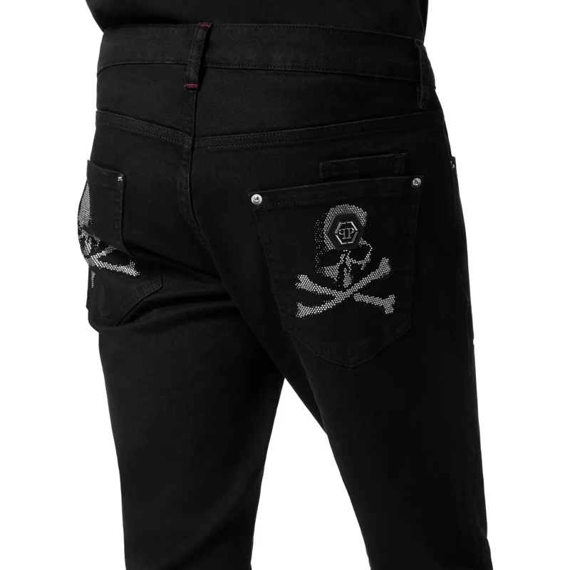 Philipp Plein Jeans mit geradem Bein Denim-Hose Skull schwarz(Image 5)